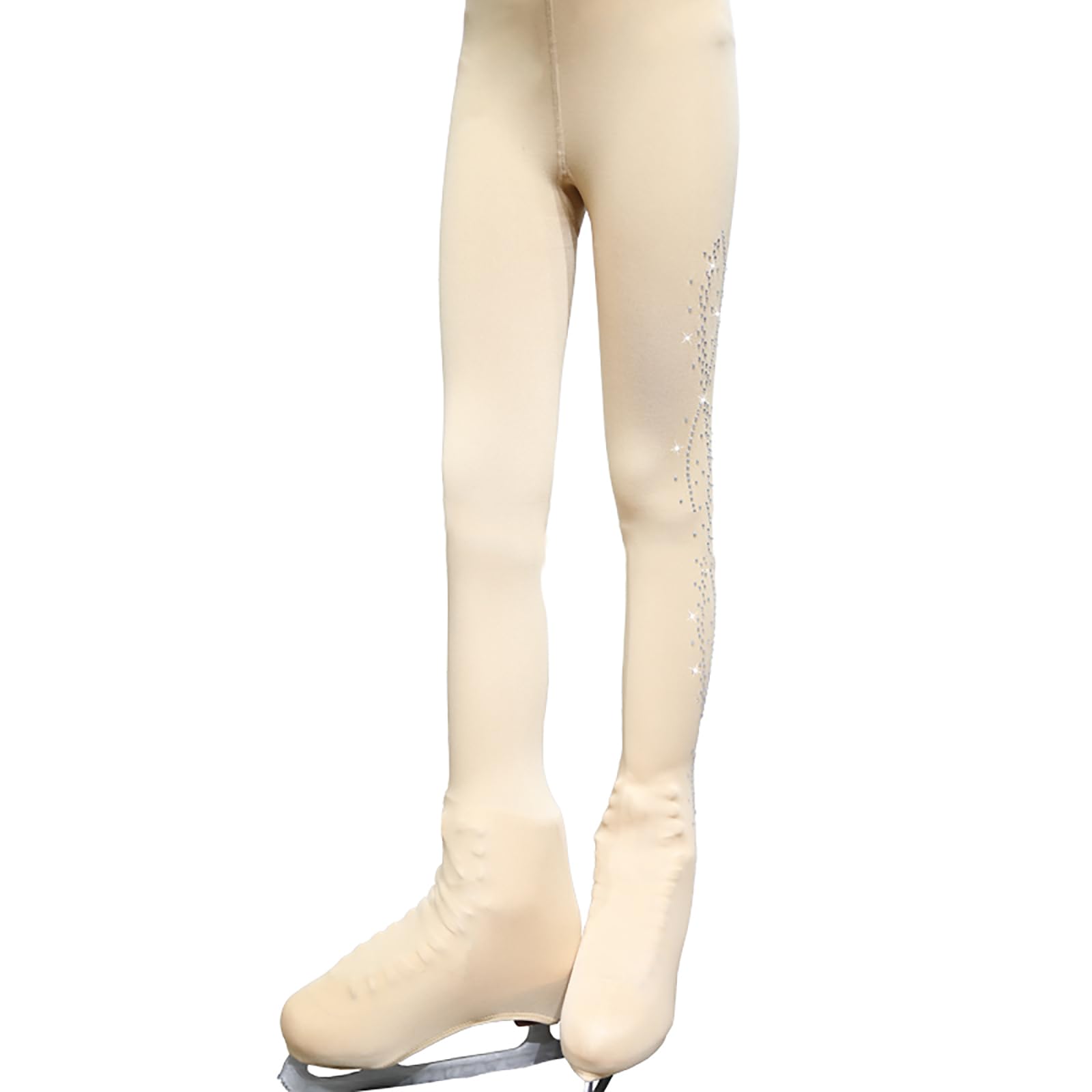 Collant Bambina Pattinaggio Artistico Ginnastica Artistica Skating Calze per Sport Pantaloni da Pattinaggio sul Ghiaccio(Size:S,Color:Pelle)