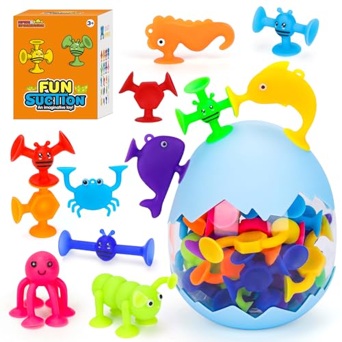 Badespielzeug ab 1 2 3 Jahre: 30 Pcs Badewannenspielzeug Saugnapf Spielzeug Kinder Sensorik Wanne Spielzeug Baby Saugnapf Spielzeug Beschäftigung Autofahrt Kinder 4 5 6 Jahre
