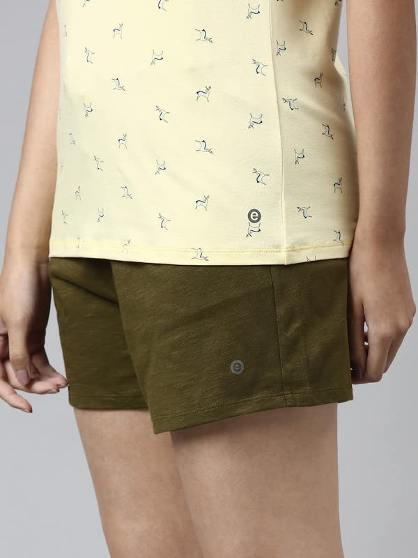 Image of Enamor Short Sleeve Crew Neck Regular Length Pull On Basic Crew T-Shirt for Women - Slim Fit, Soft and Breathable Stretch Cotton - E247