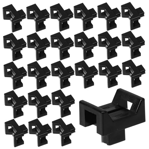 Sewroro 100 piezas Bases para Bridas con Tornillo Unidades de Soporte Plástico para Fijación y Organización de Cables Montaje Seguro Pared Color Negro