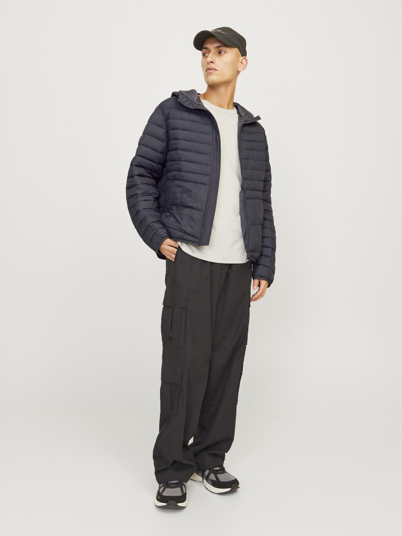 JACK & JONES Męska kurtka pikowana, asfaltowy, XL