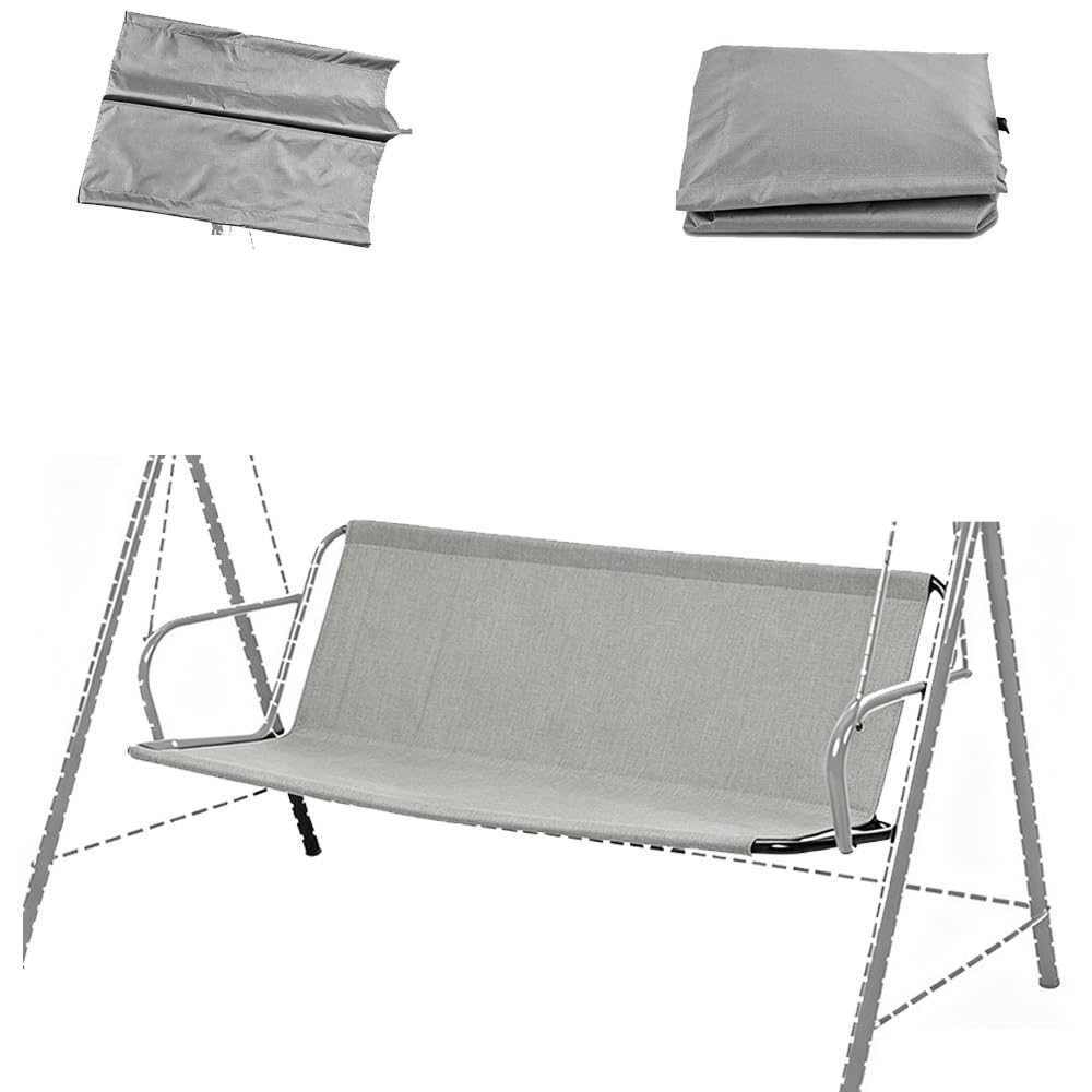 ZYXQQJ Patio Swing Seat Cover Replacement Outdoor Patio Swing Cushion Cover 600D Oxford Cloth 2-3 Seater Garden Swing Chair Protection Covers(Grey,158x52x52cm)