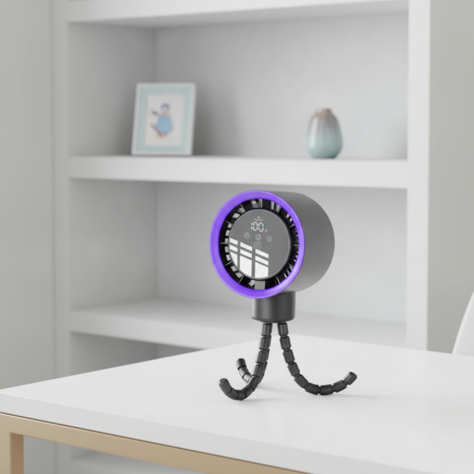 Baoblaze Ventilador para Cochecito Bebé con Soporte Segmentado Ventilador Portátil Ventilador Recargable Ventilador Silencioso Fácil de y Fijar sin Volumen, Gris Oscuro
