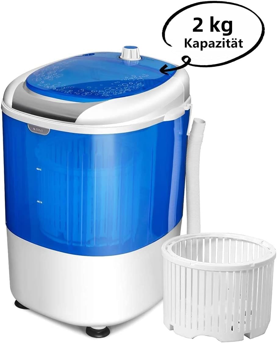 RELAX4LIFE Mini Waschmaschine 2 kg Kapazität 170W Campingwaschmaschine tragbar blau
