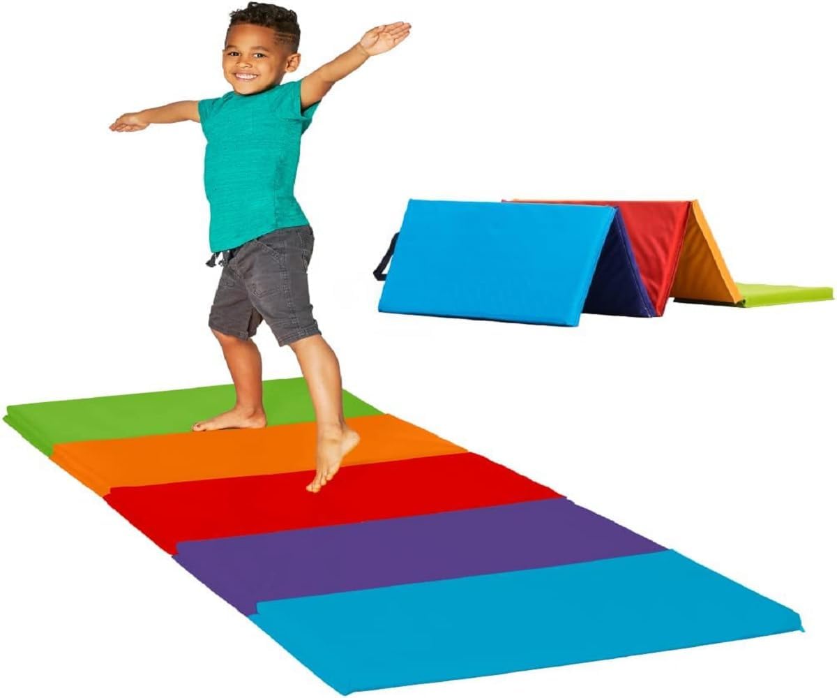 IRIS Foldable Tumbling Mat with Carrying Handles for Kids – Soft Gymnastics, Yoga & Exercise Mat for Home, Playroom, or Gym (Multicolor)-image-21