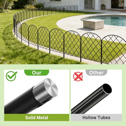 Thealyn Dekorativer Gartenzaun aus Metall, 61cm H x 33cm B 10 P, Steckzaun ohne Graben, Mobiler Zaun für Hunde, Camping & Teich, 10 Paneele (3,3 m Gesamtlänge)