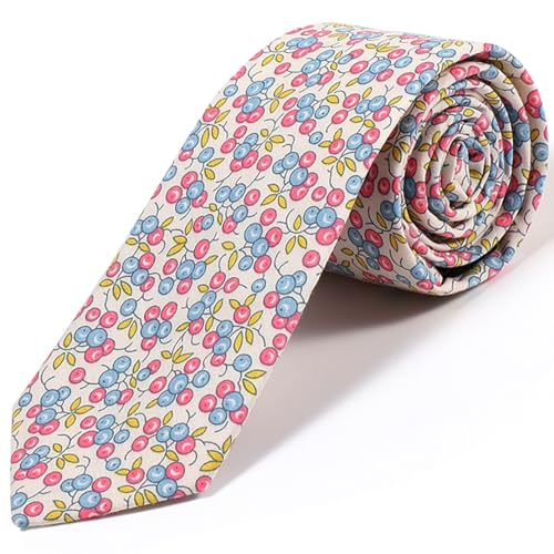 Image of Parquet Mens Floral Tie | Cotton Printed Skinny Necktie for Wedding | Spring & Summer