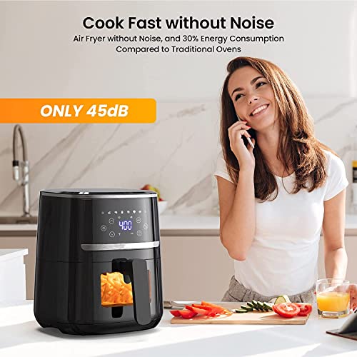 Air Fryer Oven 5 Qt Large Oil Free Touch Screen 1500W Mini Oven Combo with 7 Accessories, One-Touch Digital Controls, Nonstick Tray & Dishwasher-Safe Detachable Square Basket, Timer