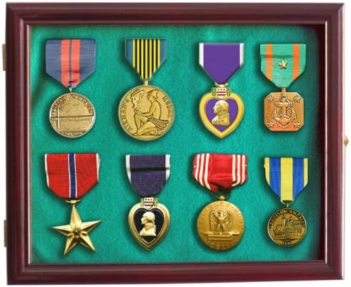 DisplayGifts 10" X 12" Pin Display Case Cabinet Shadow Box for Military Medals, Pins, Patches, Insignia, Ribbons, Beach Tags with Real Glass Door(Cherry Finish)