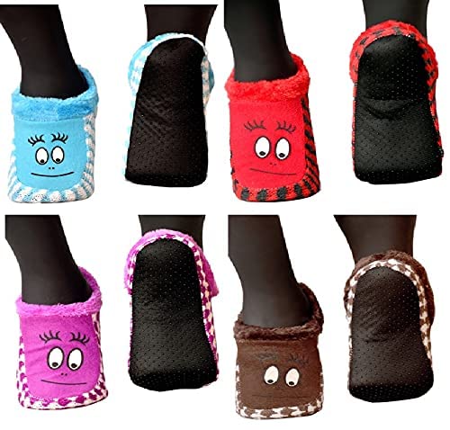 Devil Little Angle Multi Coloured Warm Winter Slipper Socks Indoor Warm Knitted Booties Slipper Socks with Soft Rubber Sole (Multicolour,Pack of 04)-(5-6 Years)