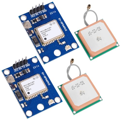 YELUFT 2pcs GY-NEO6MV2 NEO-6M GPS Module Flight Control Module Support 3.3V-5V Power Supply with Ceramic Antenna for Arduino, STM32, Raspberry Pi, ESP32