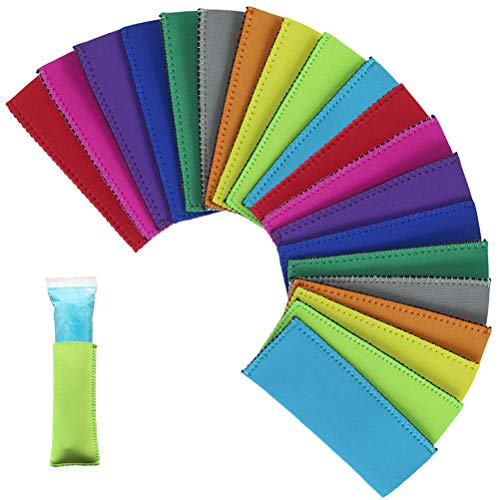 CREATRILL 20 Pack Ice Pop Sleeves Popsicle Holders Bags, Neoprene Fabric, 10 Colors