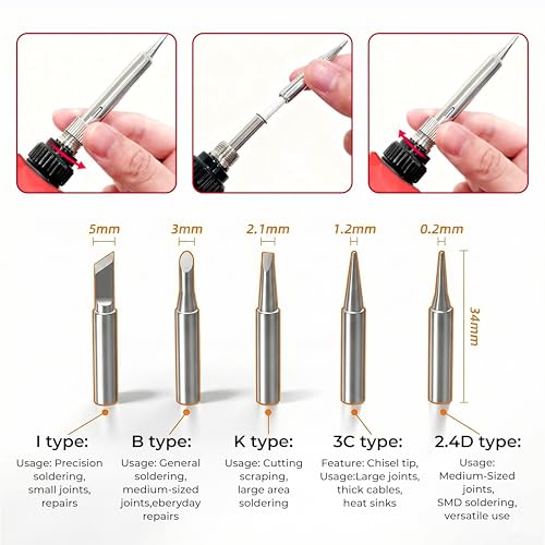 Image of iBELL IBL S60-12 Digital Soldering Iron Kit, 60W Adjustable Temperature 180C-480C, LCD Display, Auto Sleep & Auto OFF, C /F Switch, Complete Soldering & Desoldering Tool Set