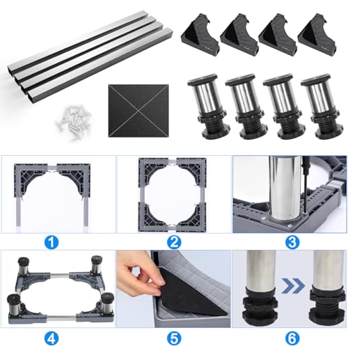 Waschmaschine Untergestell, Verstellbare Waschmaschine Sockel Höhe 18-21cm, Podest für Waschmaschine für Kühlschrank, Waschmaschine, Rockner, Gefrierschrank (Einstellbare 40-60cm)