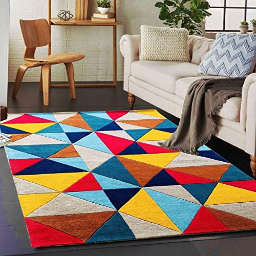 Image of Carpet Mahal Export Quality Tuffted Pure Woollen Carpet for Living Room Bedroom Size 4 x 6 feet (120X180 Cm) Color-Multi