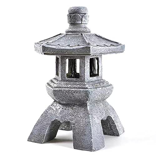 Farol solar LED de piedra para pagoda, torre de piedra de resina duradera, lámpara decorativa antigua para terraza jardín