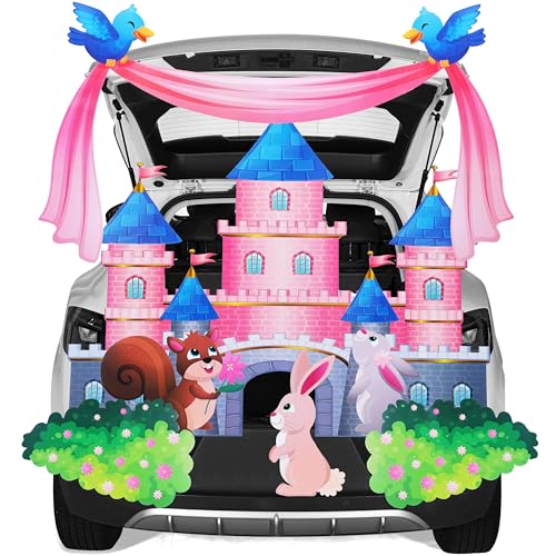 JOYIN Halloween Trunk or Treat Car Decorations Kit, Castle Theme Rabbits Squirrels Cute Decorations for SUV Garage Door Girl Child Halloween Party Decor