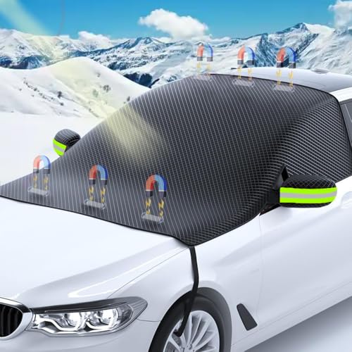 Protector de Parabrisas,Cubierta de Parabrisas Coche con 6 MagnéTico,Protector Hielo Parabrisas Plegable,Protector Parabrisas Coche,para el Parabrisas contra la Nieve, el Hielo,el Polvo y el Sol