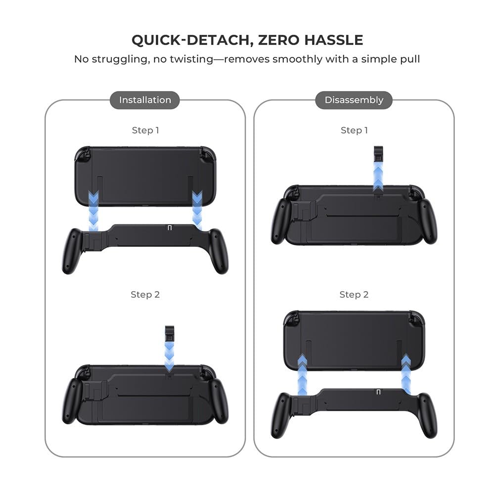 Impugnatura antiscivolo per Nintendo Switch 2, materiale ABS, design ergonomico personalizzato, per compatto 32 x 10 x 4 cm, compatibile con bianco e nero