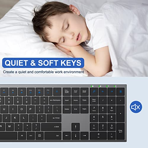 Wireless Keyboard And Mouse, Slim Keyboard With Silent Key And Number Pad, Long Battery Life, 2.4G Full Size Usb Cordless Mouse Keyboard Combo For Windows, Pc, Laptop (Grey) #TOP2