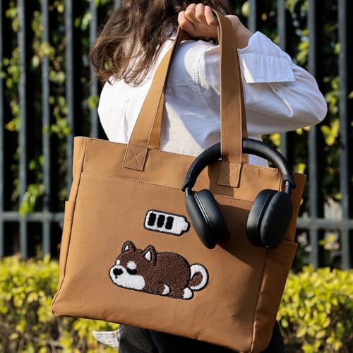 Image of TSANTA U Shaped Canvas Tote Bag, 35.56x33.02 cm with 10.8 cm Gusset, Cotton, Zipper Closure, Laptop Compartment
