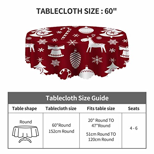Yibeas Merry Christmas Round Tablecloth 60 Inch Christmas Tree Table Cloth Toys Bells Candy Canes Snowflakes Reindeer Tablecloths For Round Tables Small Round Tablecloth Table Cover For Outdoor #TOP3