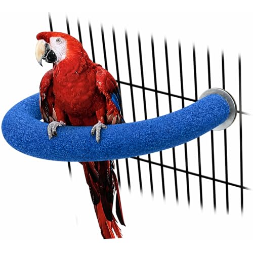 Image of Rypet U Shape Parrot Perch Stand Toy for Paw Grinding Clean Stick Exercise, Rough-Surfaced Quartz Bird Perch Standing Cage Accessories for for Small Parakeets Cockatiels Conures Macaws Finches(Blue)