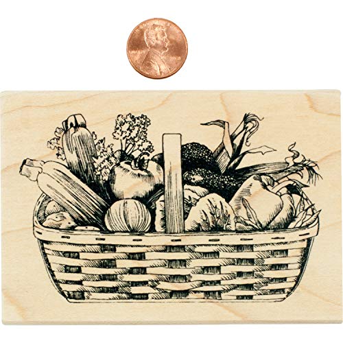 Inkadinkado Garden Vegetable Basket Mounted Rubber Stamp for Wedding Card Making and Scrapbooking, 4'' x 2.75'' x 1''