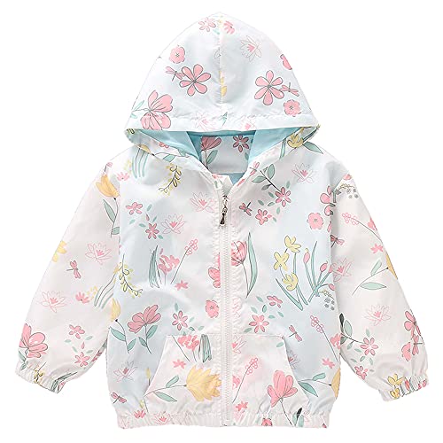 Little Hand Little Girl Zipper Hooded Jacket, Cool Cartoon Flower Hoody Long Sleeve Windproof Casual Sport Outerwear 6 7 T cover