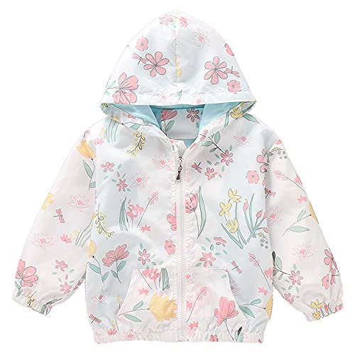 Little Hand Kids Flower Coat Girls Hooded Rain Spring Fall Jackets Cotton Lined Windbreaker for Toddler Size 2 3 T