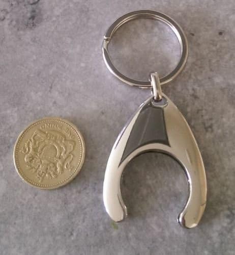 (TM Reusable Shopping Trolley £1 or 1 Euro Coin Token Holder Keyring (Without £1 token)