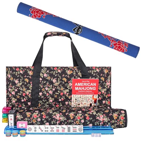Set Americano de Mahjong con 166 Fichas, Tapete Azul 80cm miniatura 1