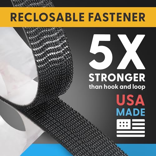 Image of Industrial Strength - 10FT 10 Pack Black Indoor /Outdoor Adhesive Mounting Tape - Self Mating Reclosable Fastener Compatible with 3M SJ3550 / SJ3560 Dual Lock