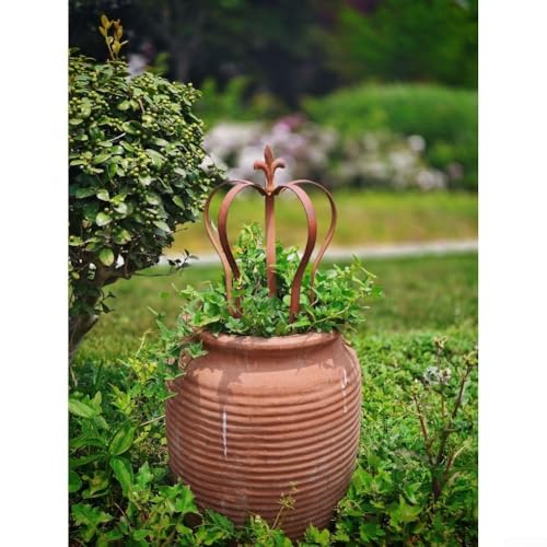 Support de pot de fleurs rustique en fer forgé artisanal pour extérieur de 30 cm