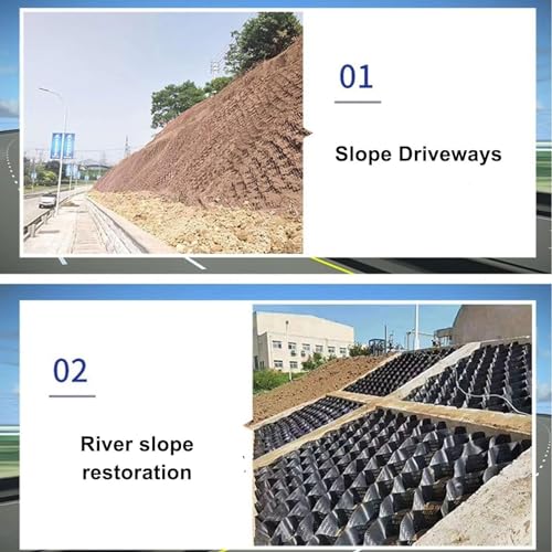 2-calowy stabilizator siatki chodnikowej do żwirowego piasku i cementu polietylenowego o rozmiarach od 1 m do 6 m, idealny do ścian oporowych i stabilizacji krajobrazu