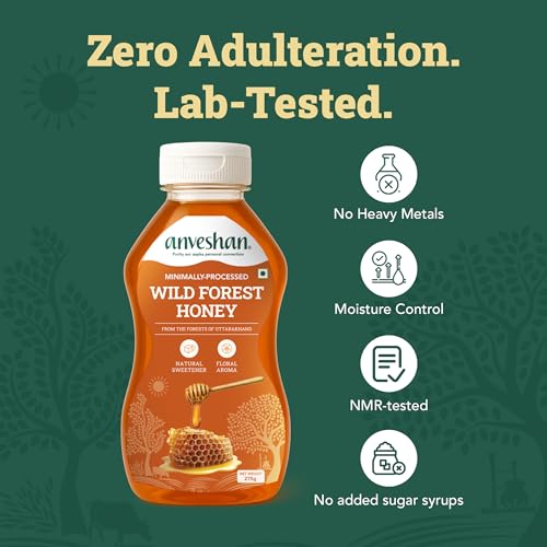 Image of Anveshan WILD FOREST HONEY (SQUEEZY) - 275g | Minimally Processed | Easy to Use| 100% Pure and Natural| Raw, Unprocessed & Unpasteurized Honey | Good for Heart Health (Pack of 3)