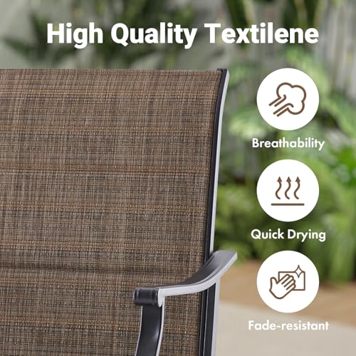 Image of Soohow Patio Dining Set for 6, 7-Piece Outdoor Dining Table and Chairs Set, 6 x Swivel Outdoor Chairs with Paded Textilene and 60 inchx35 inch Patio Table with 1.57 inch Umbrella Hole for Poolside, Backyard