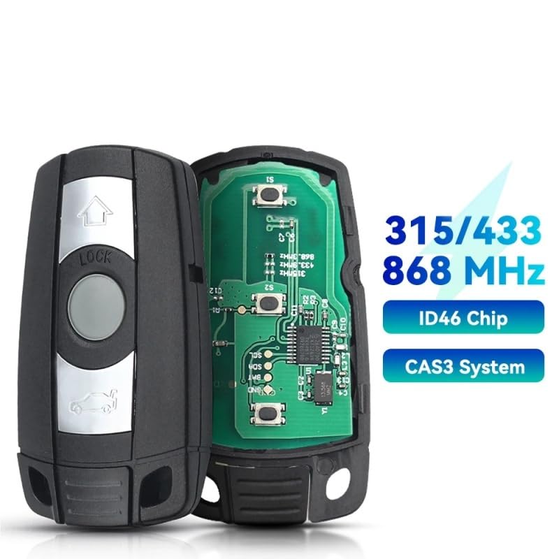 Suitable for with Battery KR55WK49123 for BMW E60 E61 E70 E71 E72 E81 E82 E87 Fob PCF7945 Chip 315MHz/433Mhz/868MHz Remote Car Key(433Mhz)
