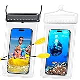 スマホ 防水ケース 【新登場 & 2枚セット】 IPX8完全防水 指紋認証/Face ID認証対応 高透過率 水中撮影 防水 ケース お風呂 山登り 海水浴 釣り 水泳など適用 タッチ快適 iPhone/Android 7.2インチ以下全機種対応(ブラック+ホワイト)