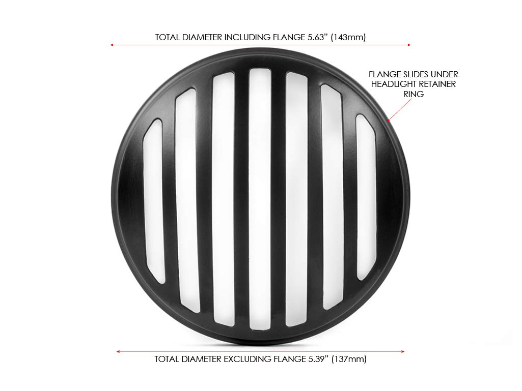 Alchemy Parts Metalowa kratka ochronna na reflektory, 14,6 cm, do reflektorów motocyklowych Scrambler Brat (czarna)
