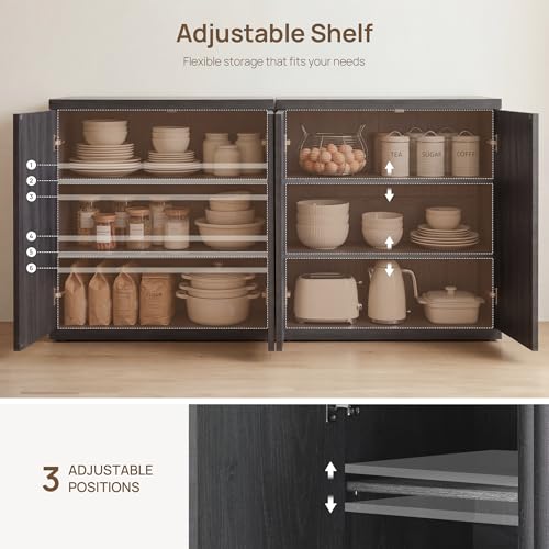 SICOTAS Buffet Cabinet with Storage Accent Sideboard Modern Credenza with Doors & Shelves Fluted Media Console Mid Century Coffee Bar Table for Living Room Kitchen Dining Room Hallway(2PCS) - Image 6