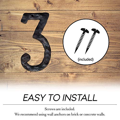 Nach Original Rustic Finish Cast Iron House Address Number For Outside Or Inside, Mailbox Number For Outside, Maximum Rust Protection, 4 Inch, Black, 3, Js-Rn4-3 #TOP5