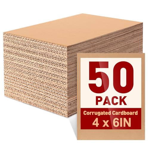 50 Pack 4x6 Corrugated Cardboard Sheets Flat Cardboard Paper Inserts for Shipping Mailing Packing DIY Crafts