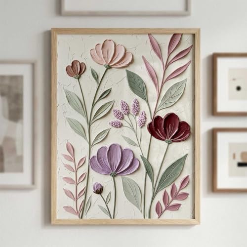 Image of kotart Floral Laef Wall Art Home Decoration | Aesthetic Paintings With Frame For Living Room Bed Room Hotel Wall Decor Digital Reprint (13x17 inch)