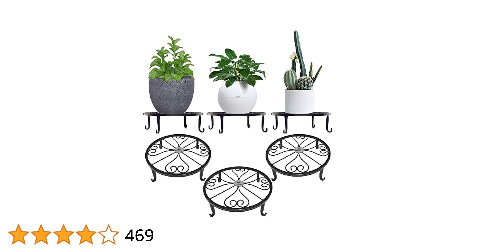 Amazon | BOLESKA 3個組花台 アイアンフラワースタンド 植木鉢