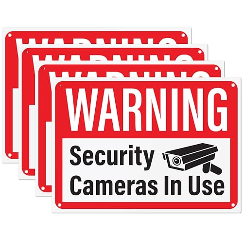 Security Cameras in Use Sign, Plastic Video Surveillance Warning Signs, 10