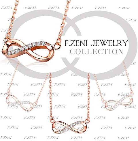 F.ZENI Infinity Pendant Necklace for Women 925 Sterling Silver Love Infinity Heart Necklace Cubic Zirconia Pendant Women Jewellery Gifts