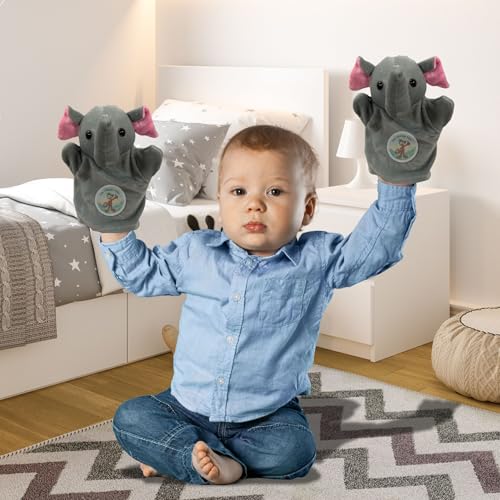 Image of Elephant Hand Puppets for Kids Learning | Soft Plush Hand Puppet Toys for Storytelling, Role Play & Interactive Teaching | Educational Toys for Kids, Toddlers & Preschool Children