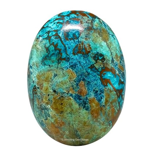 Chrysocolla Palm Stone - Pocket Massage Worry Stone for Natural Body Chakra Balancing, Reiki Healing and Crystal Grid