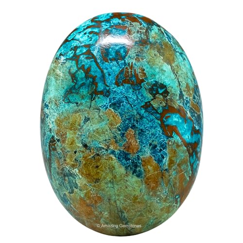 Image of Amazing Gemstone Chrysocolla Shattuckite Crystals and Healing Stones - Large Palm Stone Crystals Piedra - Crystal for Good Luck, Positive Energy, Meditation - Unique Stocking Stuffers, Gifts for Women